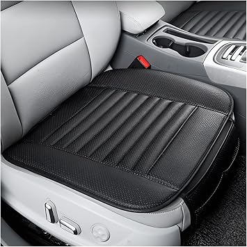 8sanlione Leather Car Seat Cover, Car Front Seat Cushion/Protector, Breathable Comfort Automotive Seat Cover, Compatible with Most Cars, Vehicles, SUVs, Car Interior Accessories for Men Women Black