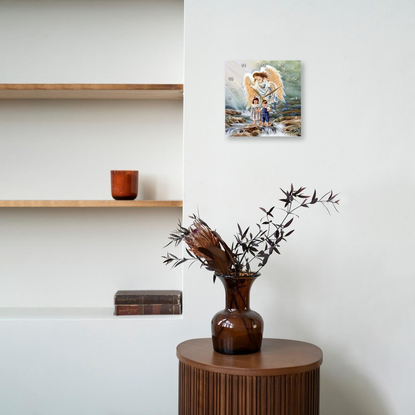 3dRose DPP_4667_3 Guardian Angel Wall Clock, 15 by 15-Inch