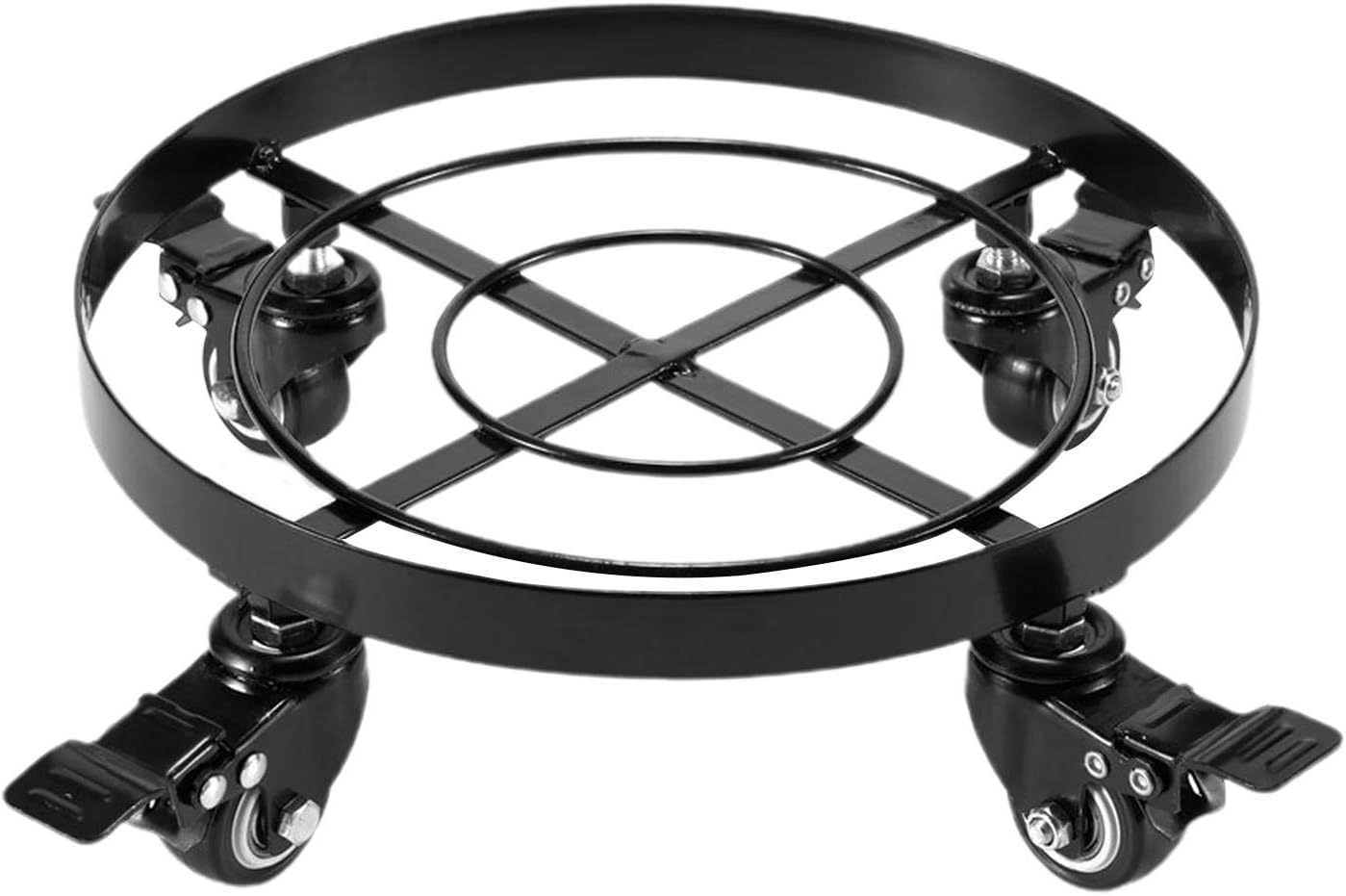 Metal Plant Caddy Heavy Duty Iron Potted Plant Stand With Wheels Round