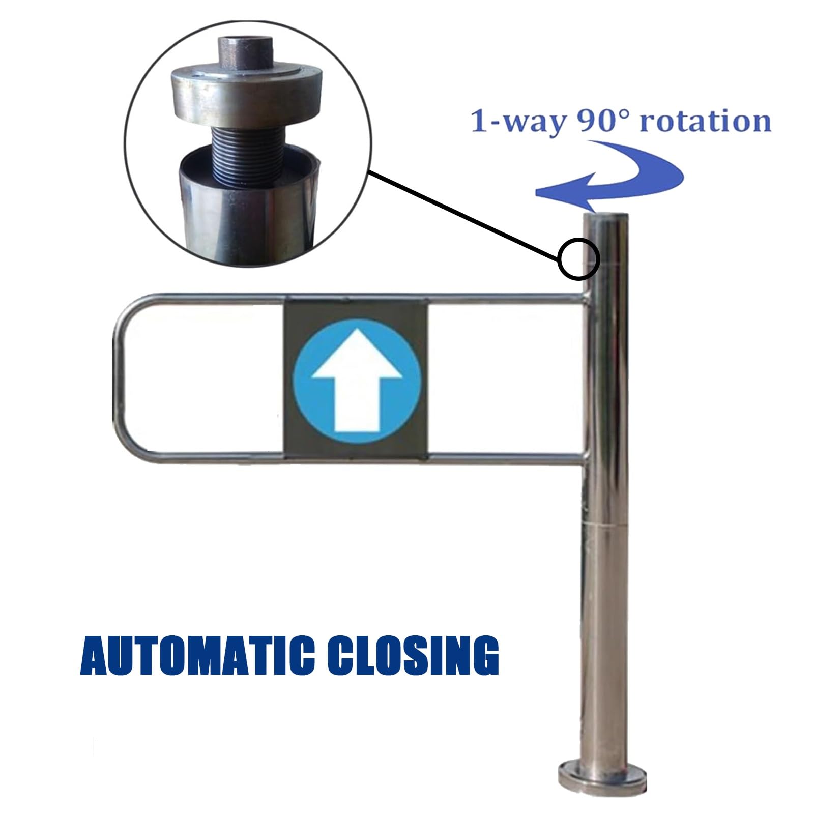 Portal de seguridad de metal con doble puerta oscilante automática para biblioteca, puerta de entrada giratoria de 90° (izquierda, ancho 90 cm/35.4 pies), solución de acceso para mayor seguridad.