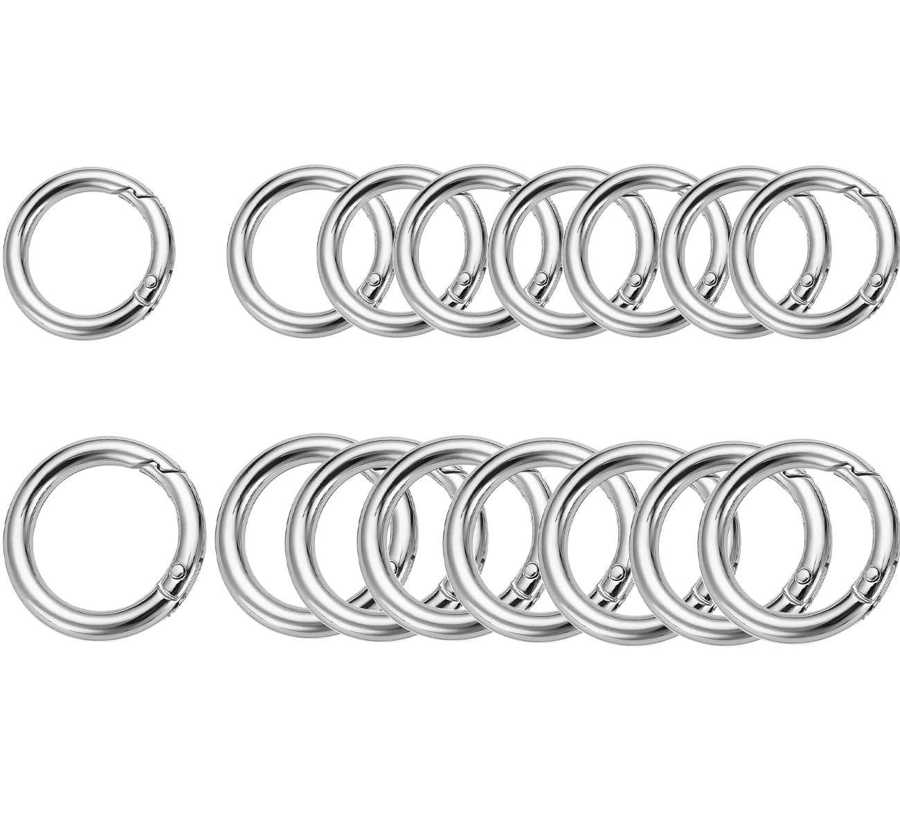Morn Light 16-Pack Metal Round Carabiner Clips,Trigger Spring O Rings - for Purses, Collectible Toy Keychains, Keychains & Lanyards