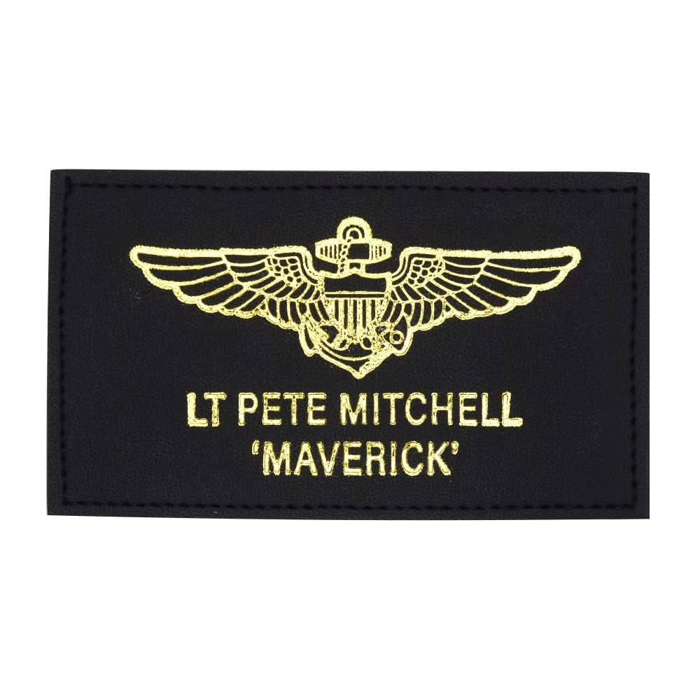トップガン　マーヴェリック　ベルクロ付き　本革　ネームタグ　ダークブラン TOPGUN CAPT PETE MITCHELL ブラウンVer レザー ネームタグ