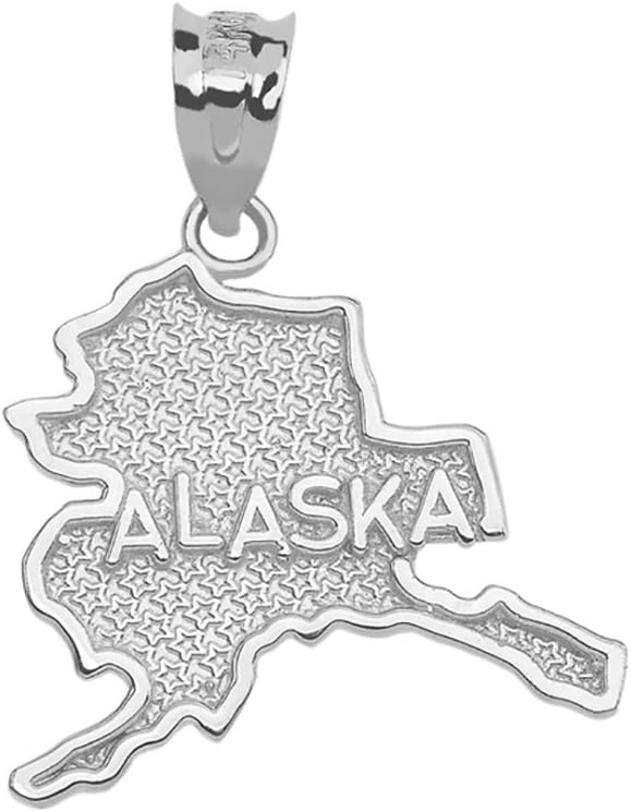 Alaska State Map Pendant Necklace in 925 Sterling Silver, 18" - Image 2