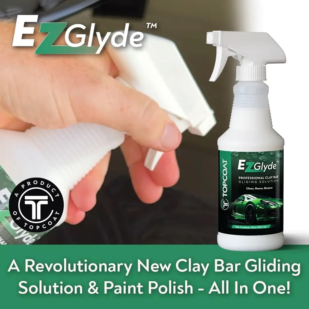 TopCoat® EzClay™ Clay Bar Auto Detailing Kit with EzGlyde™ Clay Lubricant Spray - Remove Contaminants from Hard Surfaces in Seconds - The Only Car Bar You'll Ever Need