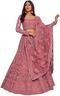 ZAALIMA FASHION WITH Z LOGO ZAALIMA FASHION Women's Semi Stitched satin blend Lehenga Choli with Embroidered Pattern Unstitched Blouse and Dupatta Set