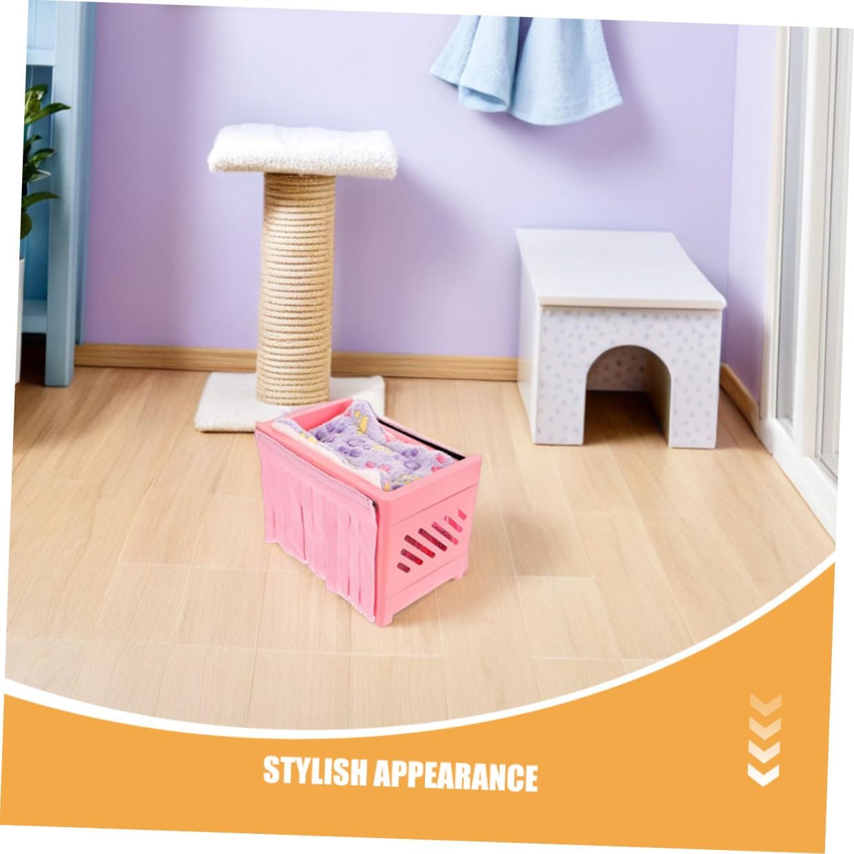 Double-Layer Small Animal Bed and Hideout Nest with Plush Cushions and Blankets Small Pet Sleeping House Set of 2 with Soft Bedding Suitable for Random Random Color