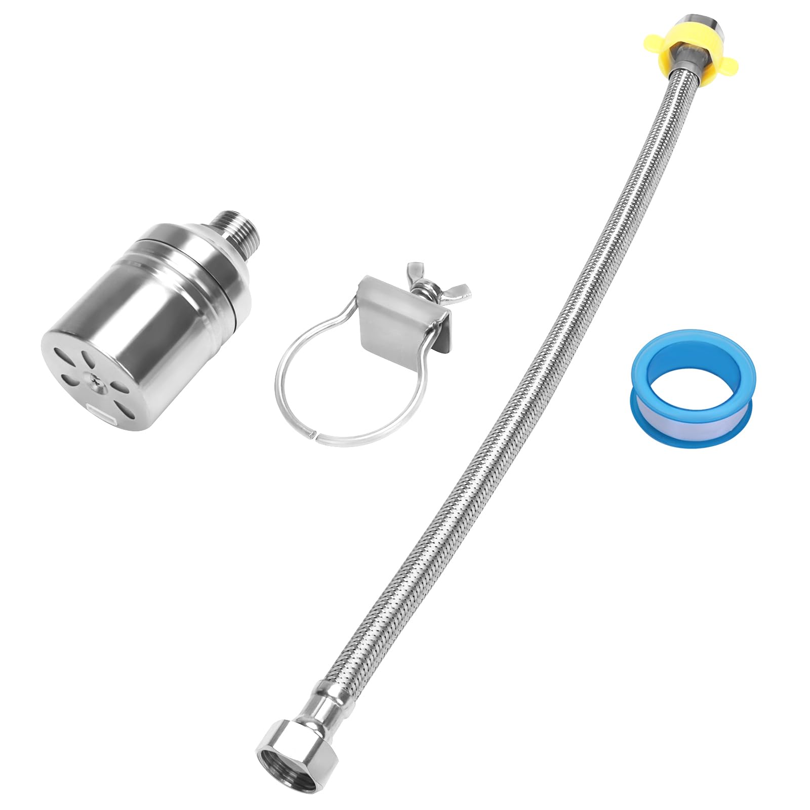 GOVALVEStainless Steel Float Valve - 1/2" Automatic Water Level Controller SUS304 Water Level Control Auto Shut off Float Ball Valve With PTEF Tape, Supply Line, for Pool. Aquariums, Livertock