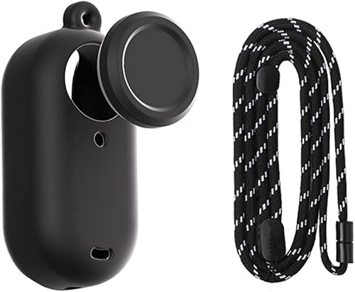 Miniatura 6 de Funda protectora de silicona compatible con Insta360 GO 3S, carcasa suave para cámara de acción con tapa de lente + cordón para el cuello (negro)