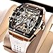 OUPINKE Watch Men Self Winding Luxury Skeleton Mechanical Business Dress Men Wrist Watches Calendar Rose Gold Watches