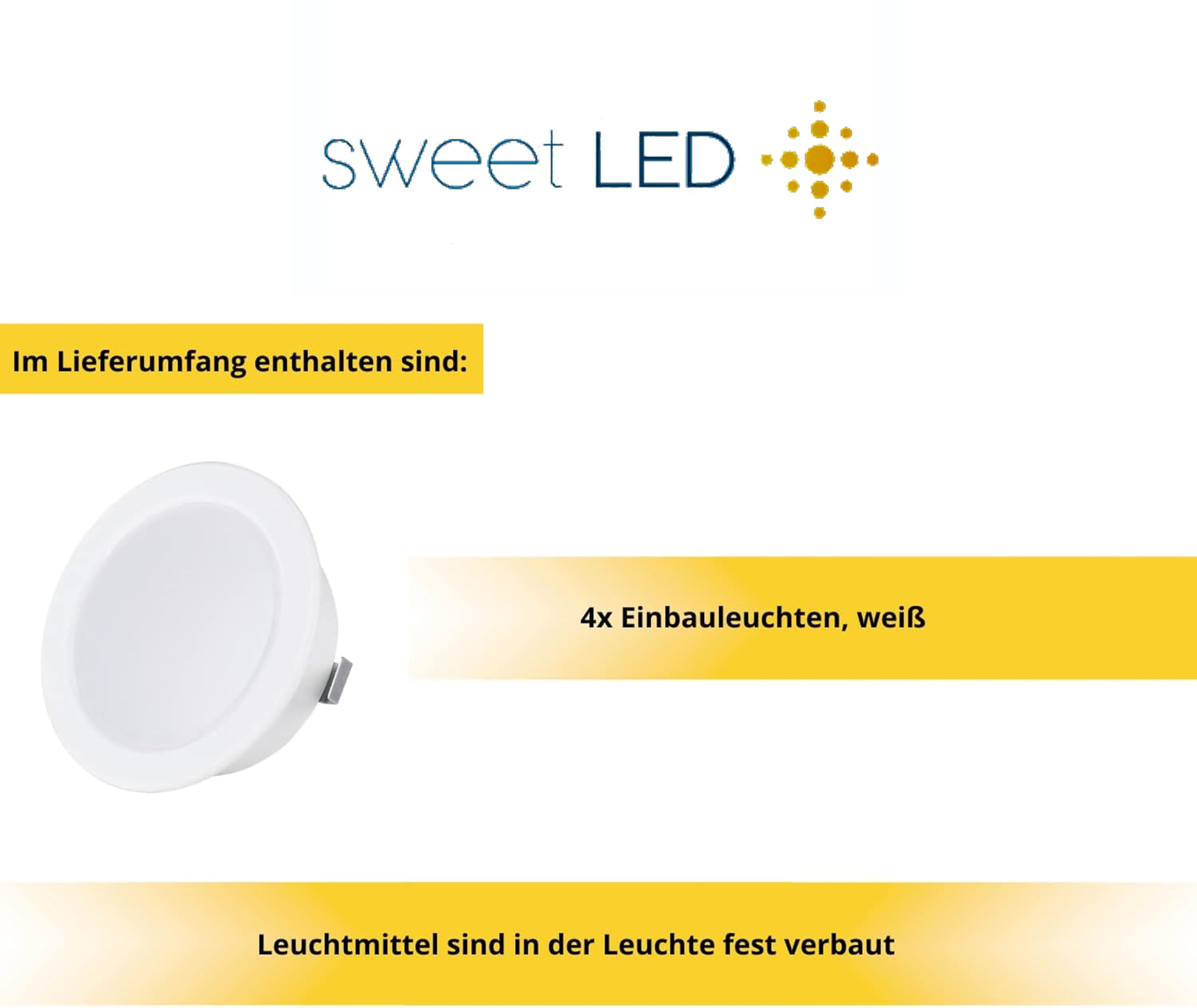 Sweet Led 4 faretti da incasso piatti, 12 V, IP44, 3,5 W, LED 3000 K, da incasso, rotondi, ultra piatti, per ambienti umidi, mobili, da incasso, per bagno, temperatura colore bianco caldo, bianco