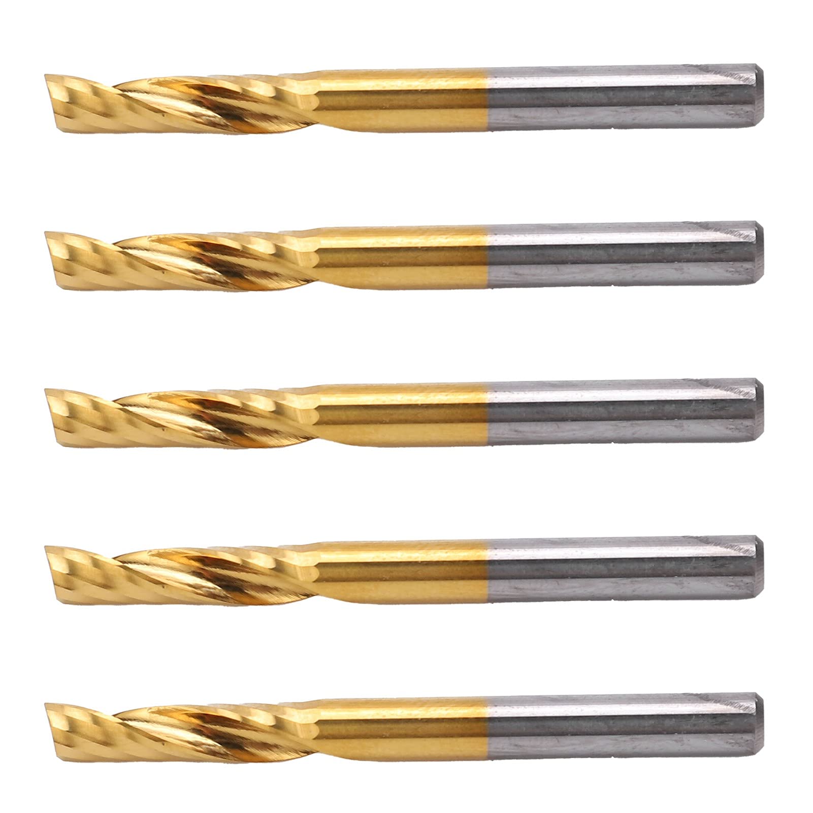 Set di 5 Punte per Fresa CNC a Spirale, in Acciaio Ad Alta velocità Placcato in Titanio, 4 X 17 X 45 Mm, per Taglio di Alluminio, Ottone, Rame, da Parte di Utenti e Officine CNC