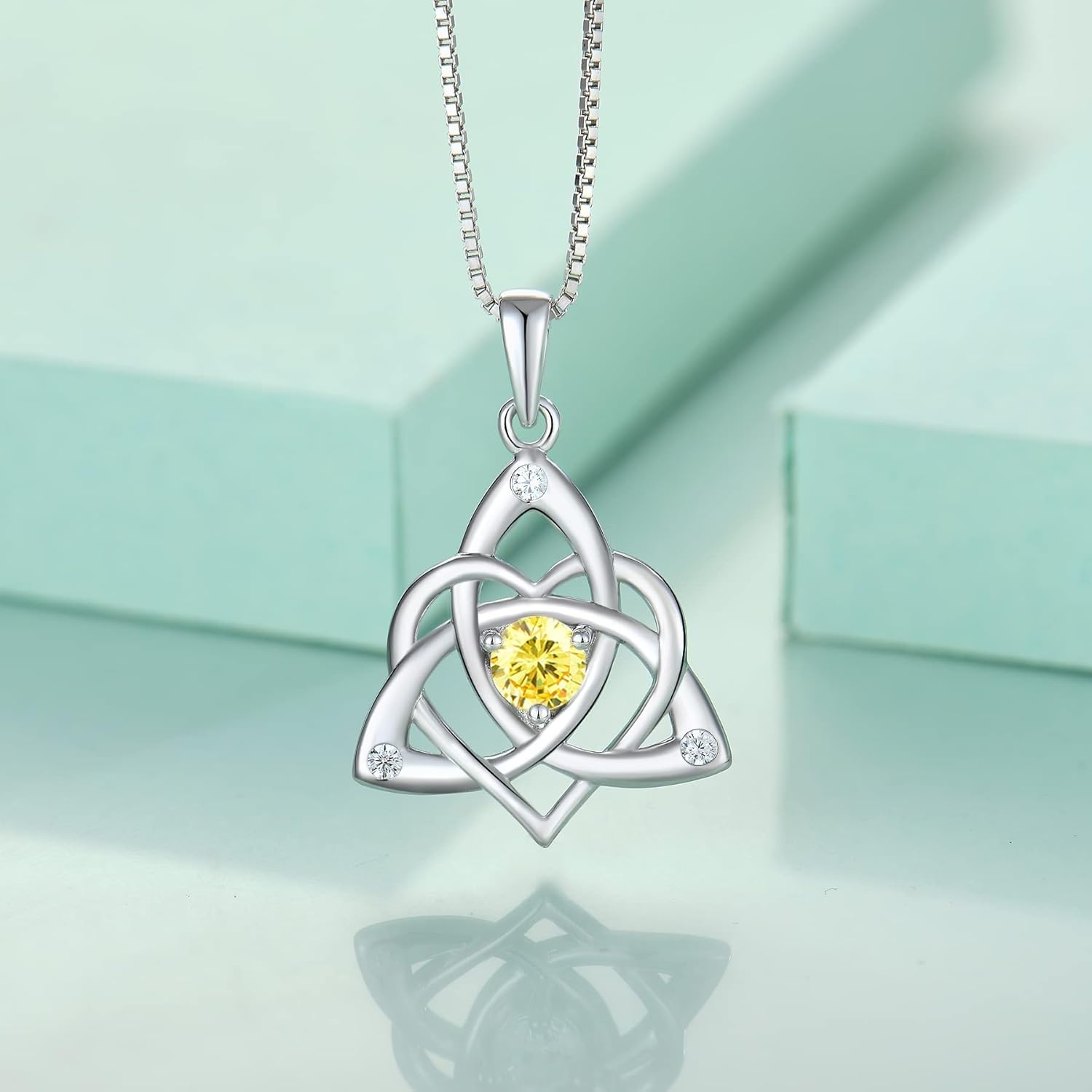 STARCHENIE Celtic Knot Necklace for Women 925 Sterling Silver Trinity Love Knot Pendant Birthstones Jewelry - Image 4