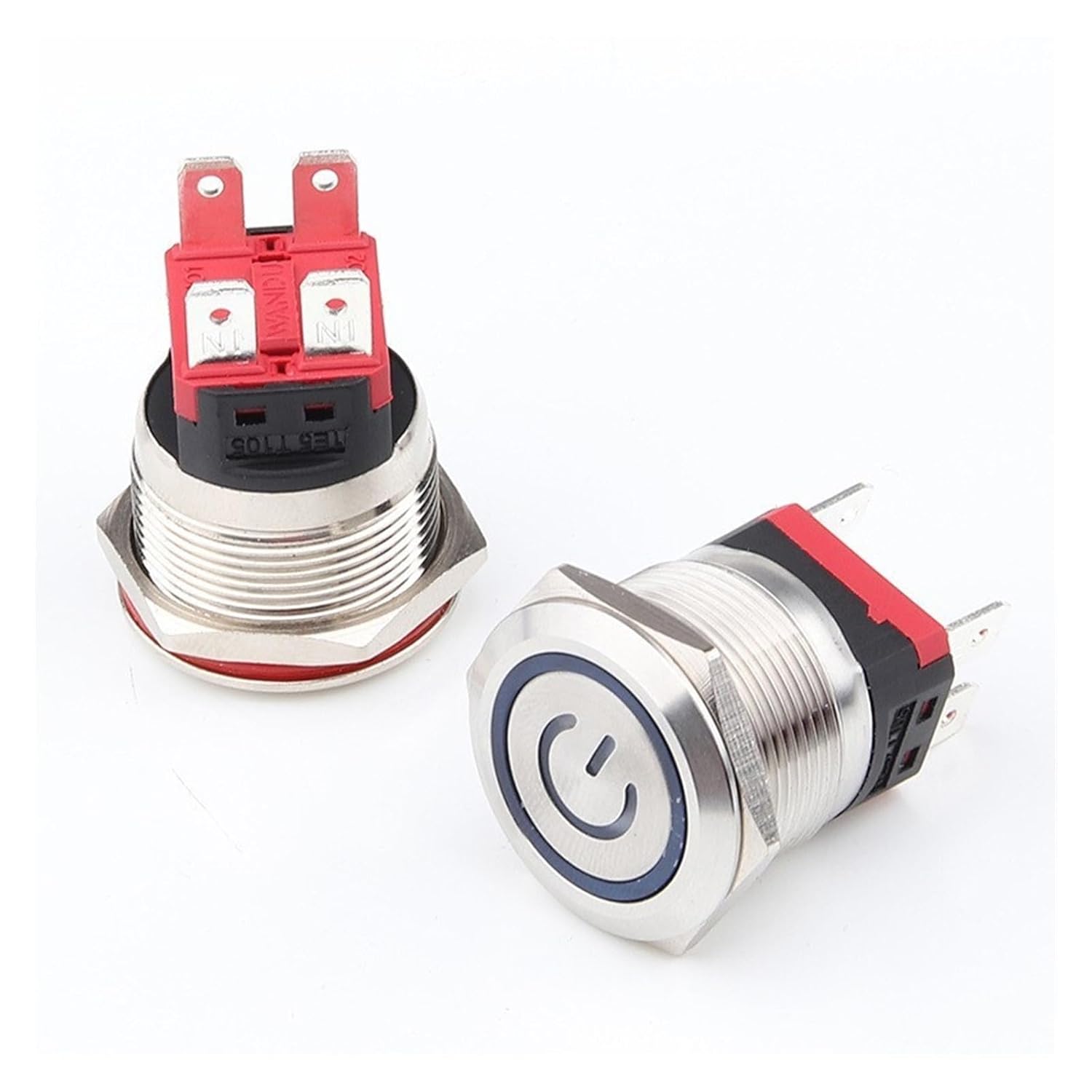 22MM high Current Metal Switch 20A Pure Silver Contact self-Locking Reset with Light/no Light Two Normally Open Waterproof Switch(22mmself-lockingwithlamp)