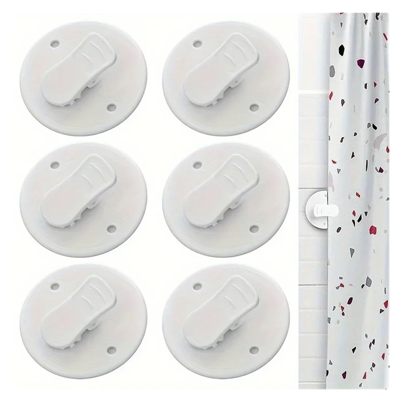 Curtain Holdbacks 20pcs Clothespin Shower Curtain Clips, Shower Room Curtain Windproof Splash Guard, Adhesive Windproof Splash Clips