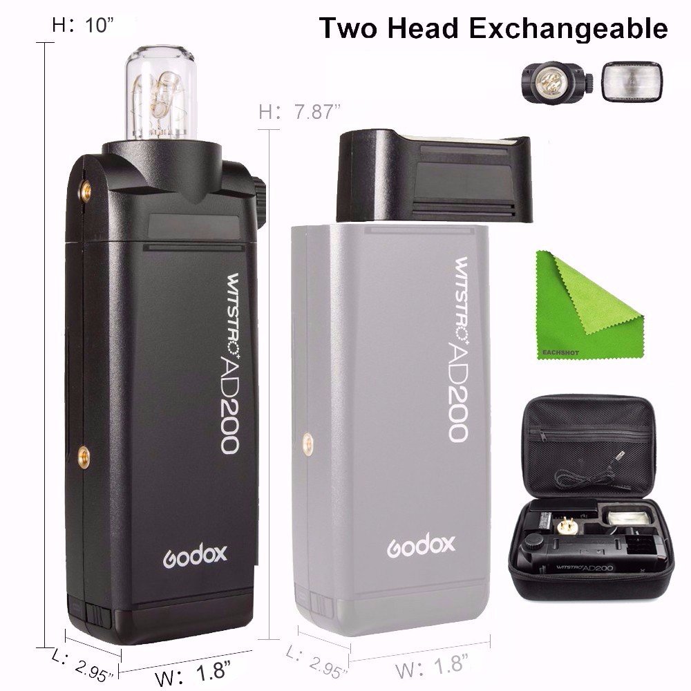 Godox AD200 200Ws 2.4G TTL Flash Strobe 1/8000 HSS sem fio