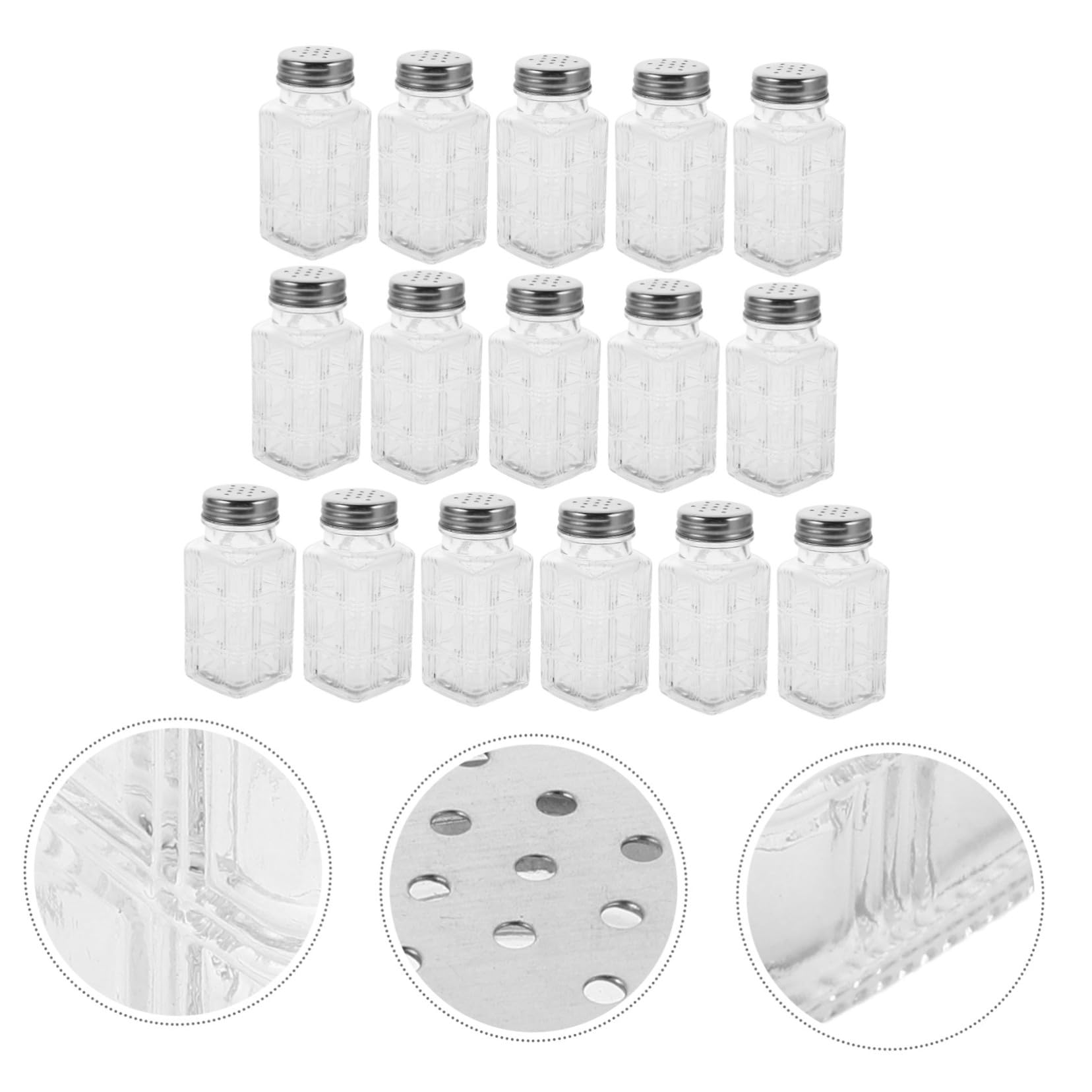 SOLUSTRE 16stücke Quadratische Gewürzgläser Aus Glas Transparente Gewürzflaschen Mit Deckel Für Küchenorganisation Wiederverwendbare Gewürzbehälter Für Pfeffer Und Gewürze