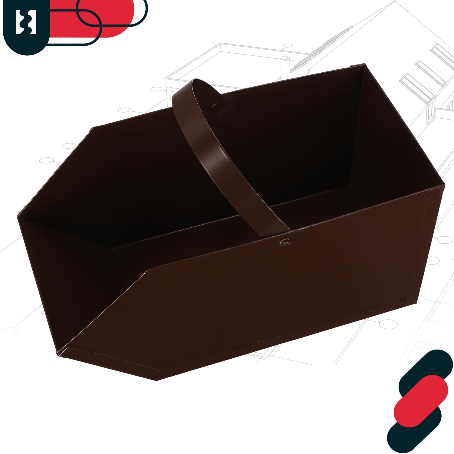 KOTARBAU® Caja para cenizas, Recipiente con asa, Accesorio de chimenea, Ideal para transportar ceniza, leña o carbón, Cubo, Bandeja, Ideal para estufa, chimenea, barbacoa, Acero, Marrón