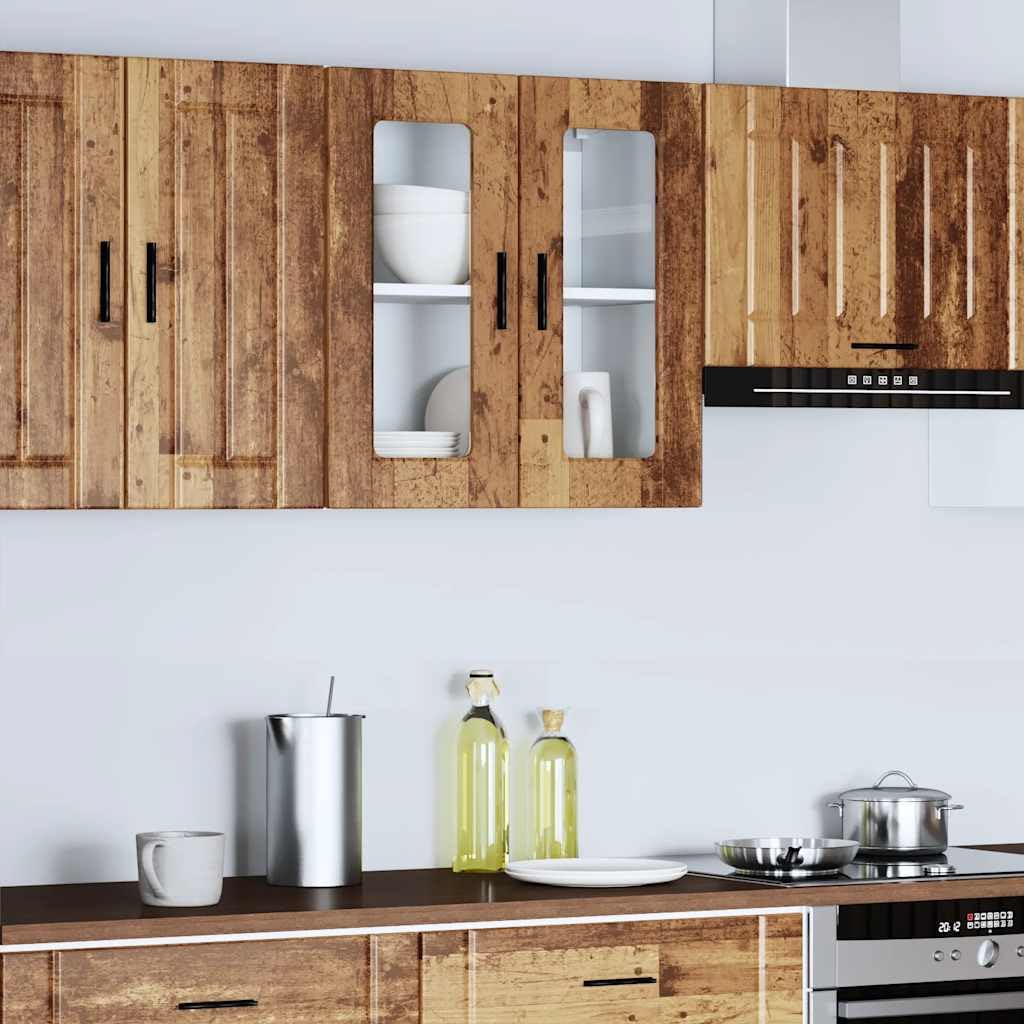 Küchen-Hängeschrank mit Glastür Porto Altholz-Optik, 60x31x60 cm, robuster Holzwerkstoff, Wandmontage, ideal für Küche, Speisekammer Lagerung