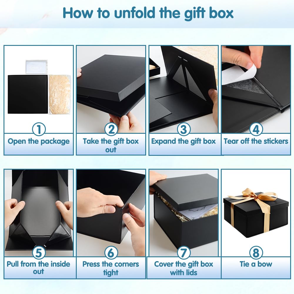 TRAHOO-Coffret Cadeau Avec Couvercle, 20 X 20 X 10 Cm, Pliable, Avec