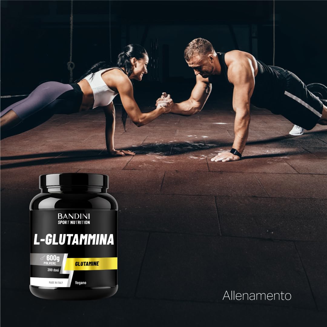 Bandini® L-Glutammina Pura in Polvere 600g - Aminoacido utile per Esercizi Fisici ad Alta Intensità - Rinforza la Massa Muscolare - Glutammina POWDER 100% Vegan