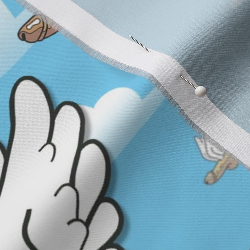 Spoonflower Fabric - Flying Clouds Penis Male Anatomy Bachelorette Funny Mature Content Printed on Organic Cotton Sateen Fabric by The Yard - Sewing Quilting Apparel Home Decor
