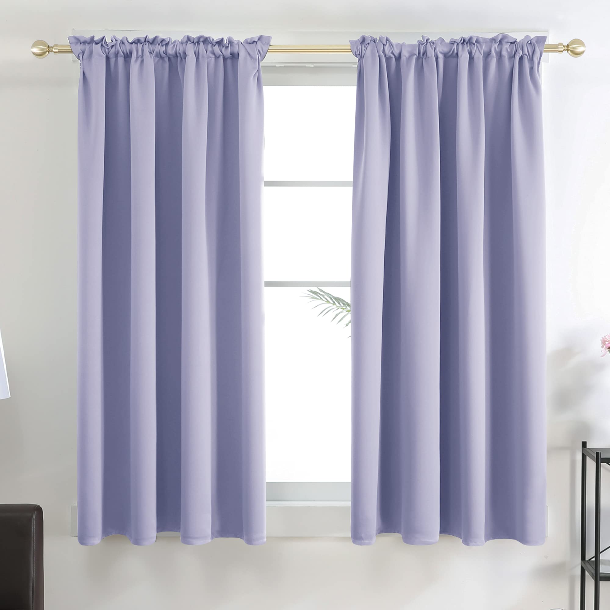 Deconovo Bedroom Curtains 63 Inch Length - 2 Panels Curtains for Spring Decoration, Thermal Insulated Blackout Drapes for Bedroom (Light Purple, 42W x 63L Inch, 2 Panels)