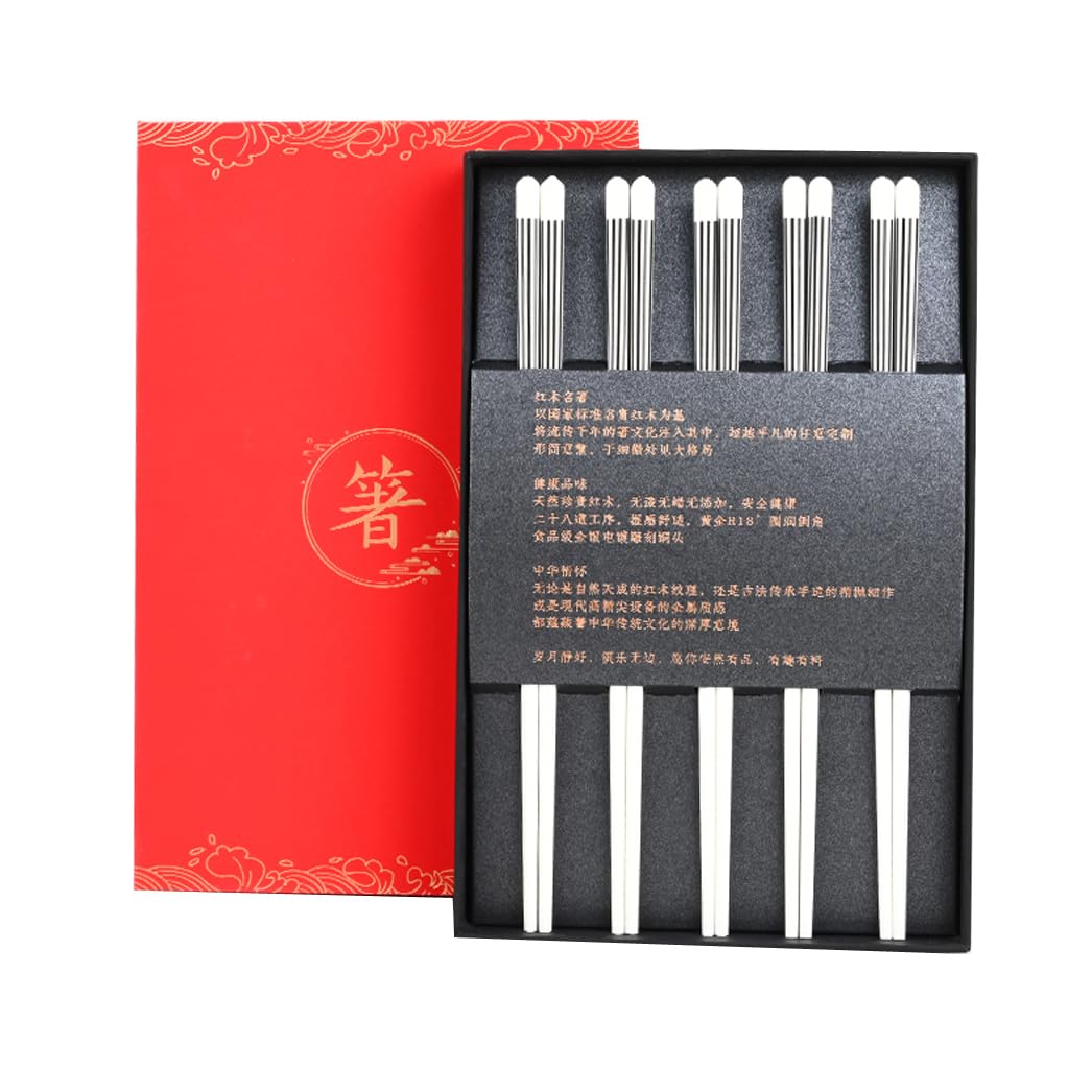 Baguettes, baguettes chinoises Japanese Porcelain Chopsticks Set Gift BoxReusable Dishwasher Safe Chopsticks Gift Set with Case High-Grade Bone Ceramics Black and White Chopsticks with,5pairs