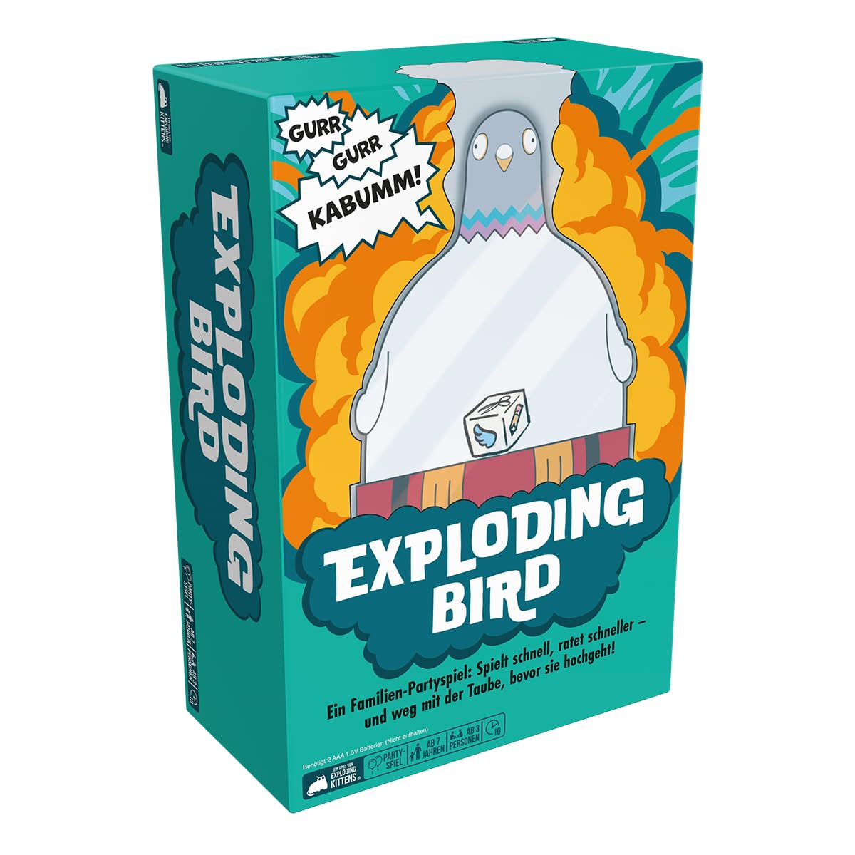 Exploding Kittens, Exploding Bird Party Game, 3+ Players, from 7+ Years, 10 Minutes, German
