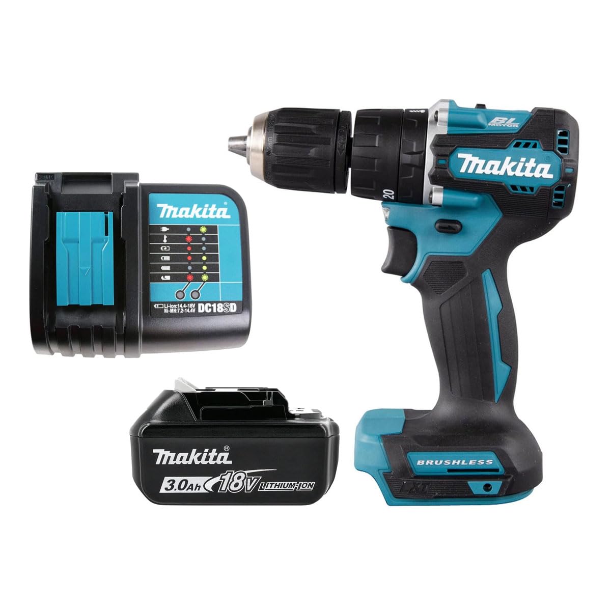 Makita Light Dhp487sf Dhp487sf Bl Lxt Combi Drill 18V 1 X 3.0Ah Li-Ion