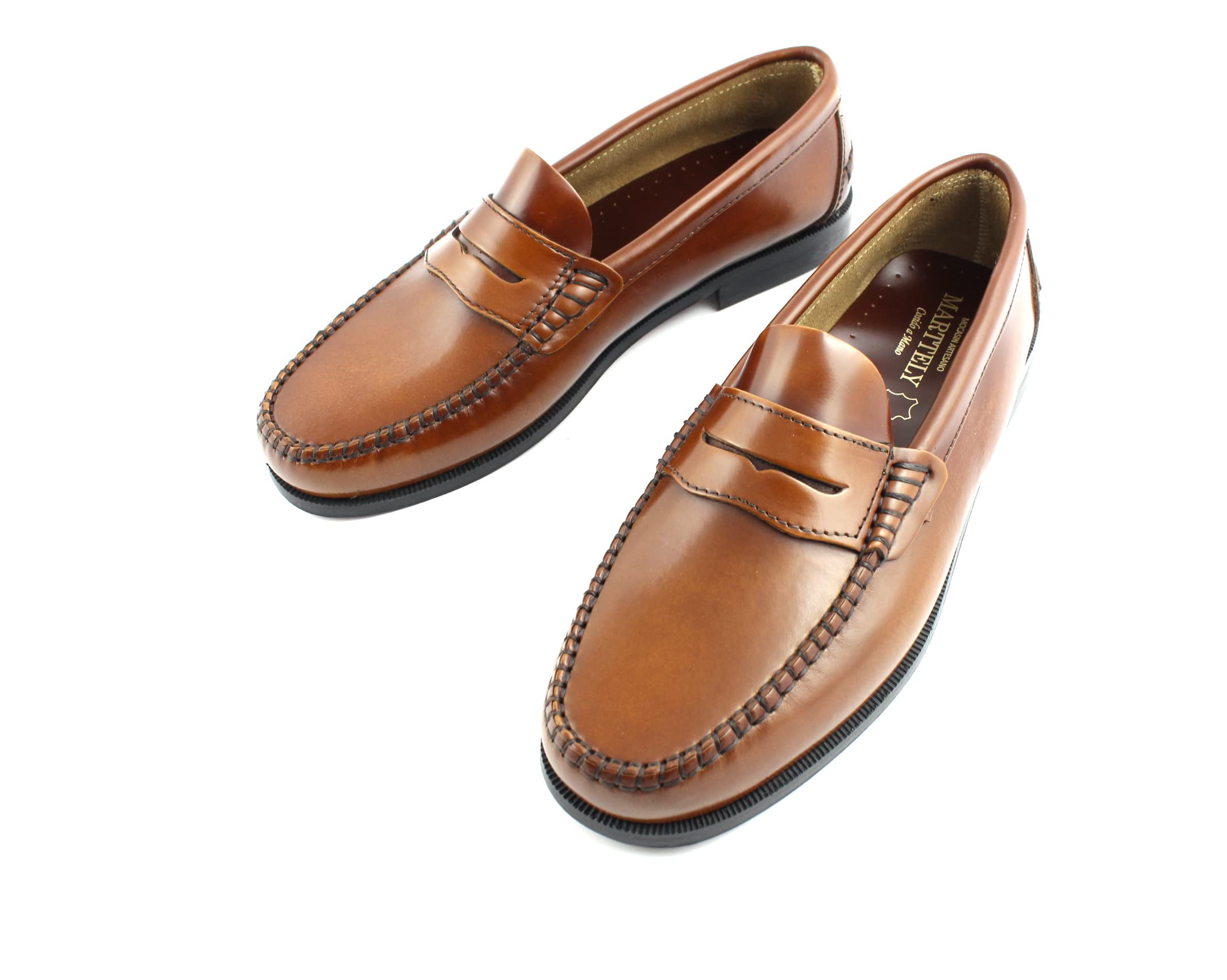 Scarpe da uomo in pelle marrone Loafer con suole in pelle Mocassini fatti a mano