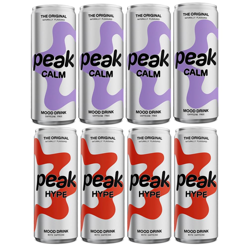8 x 250ml Peak Mood Drink (4 Hype + 4 Calm) Sparkling Energy Beverage Anti Stress Rest Relax Night Water