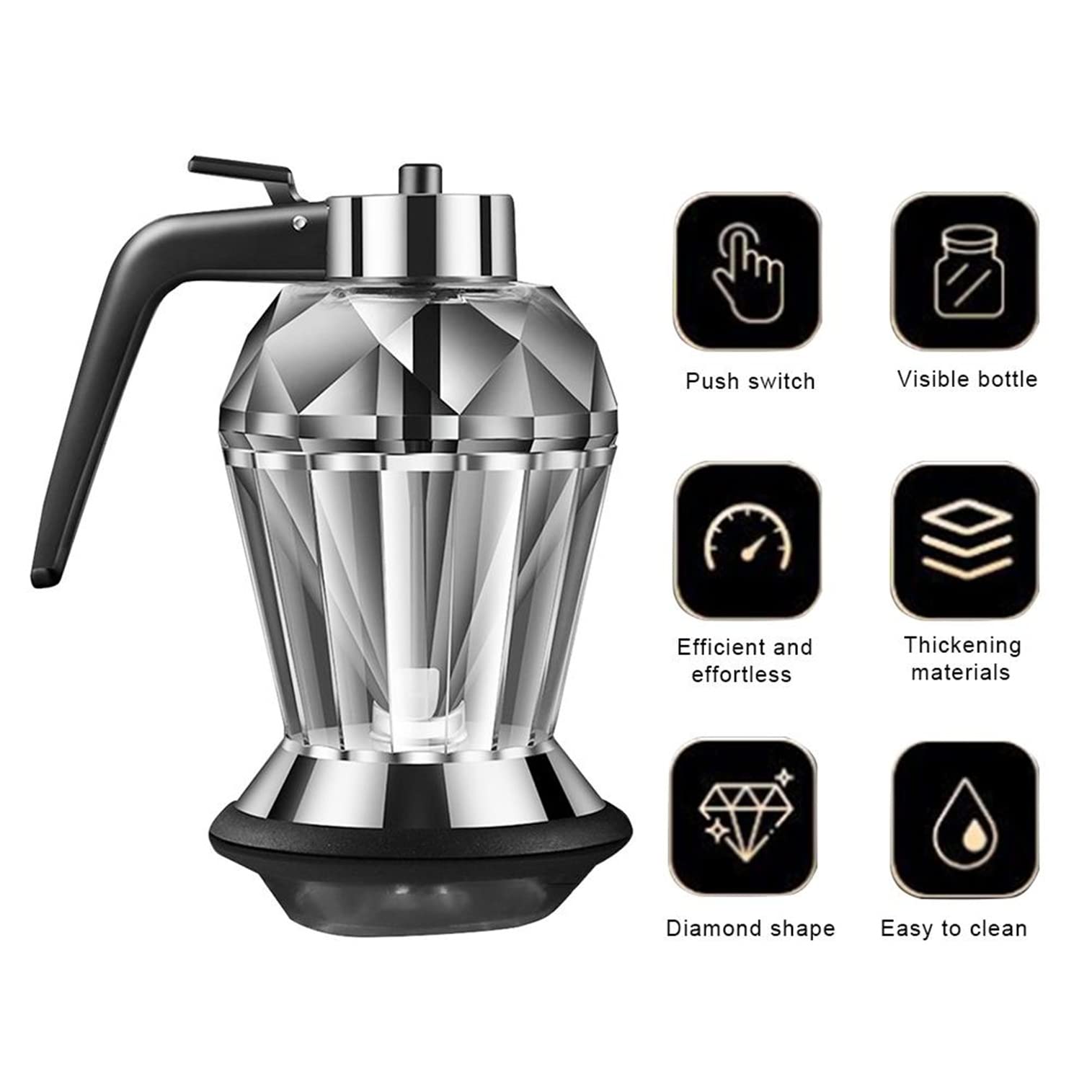 Honigspender, tropffreier Glas-Honigspender mit Ständer, Sirupspender, Gewürzglas für Küchenwerkzeug, Honigtopf mit Ständer, für Sirup, Zucker, Saucen, Glas, 200 ml, 9,5 x 15 cm