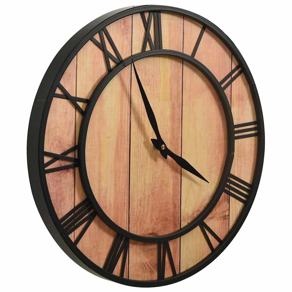 Zegar ścienny 39 cm brązowy i czarny MDF i żelazo
