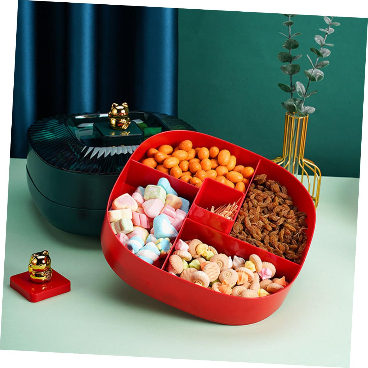 BESTonZON 1pc Double Layer Dried Fruit Box Decorative Snack Stand Candy