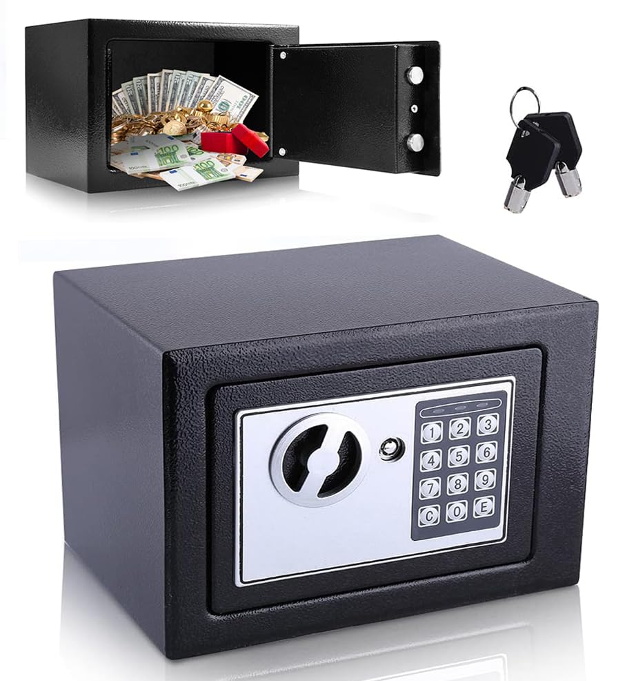 Catálogo de Caja para Dinero Con Llave los 10 mejores. 50 Caja Fuerte de Seguridad Digital, Caja de Dinero con 2 Llaves de Emergencia, Compact Safe de Acero, Cajas de Seguridad para Gabinetes de 23 x 17 x 17 cm,Ideal para Dormitorio,...
