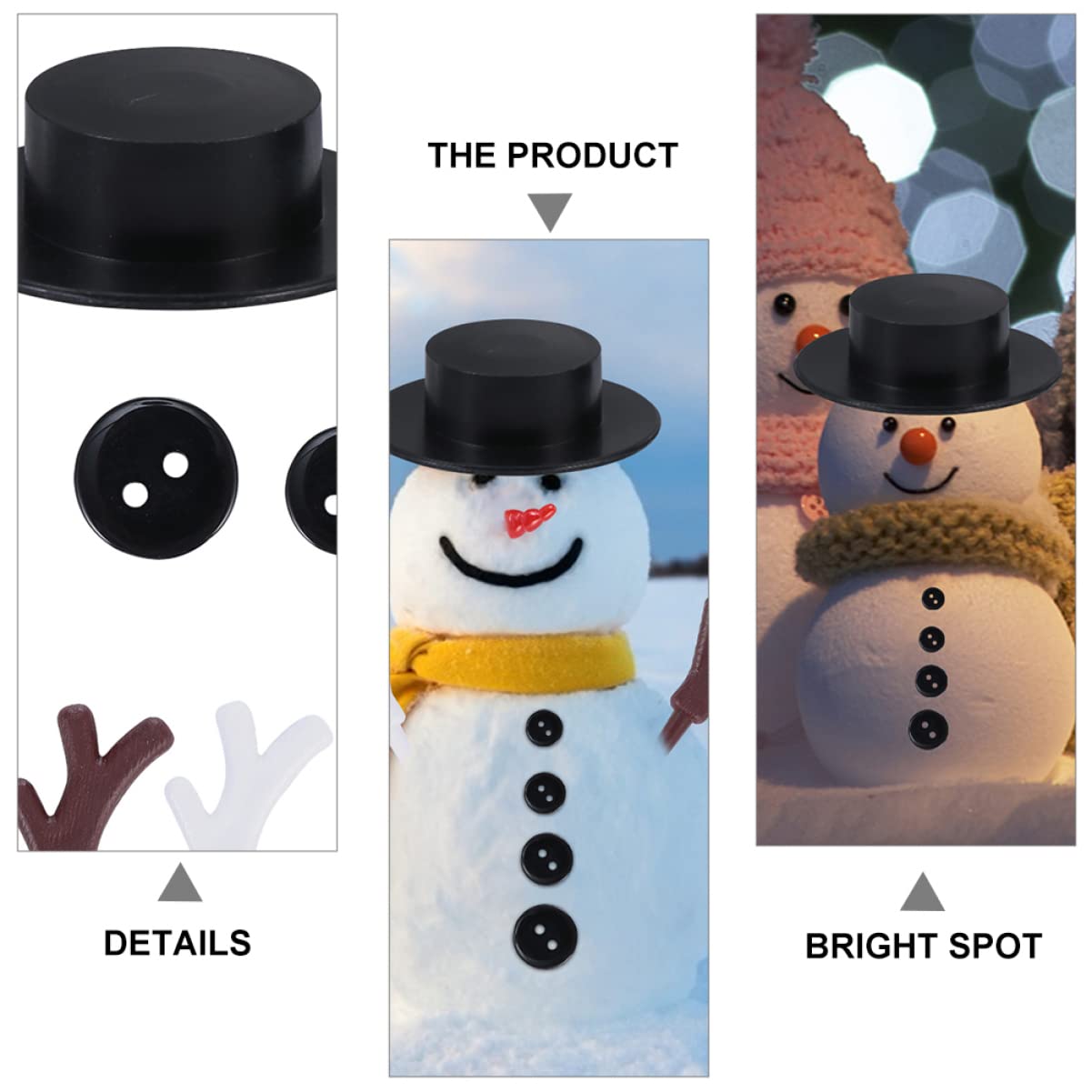 ABOOFAN 3 Sätze Handgefertigte Accessoires Weihnachtsschmuck Für Baum Schneemanndekoration Im Freien Winterdeko Weihnachts Party Weihnachtsschneemann Diy Zubehör Plastik 302 Stück * 3