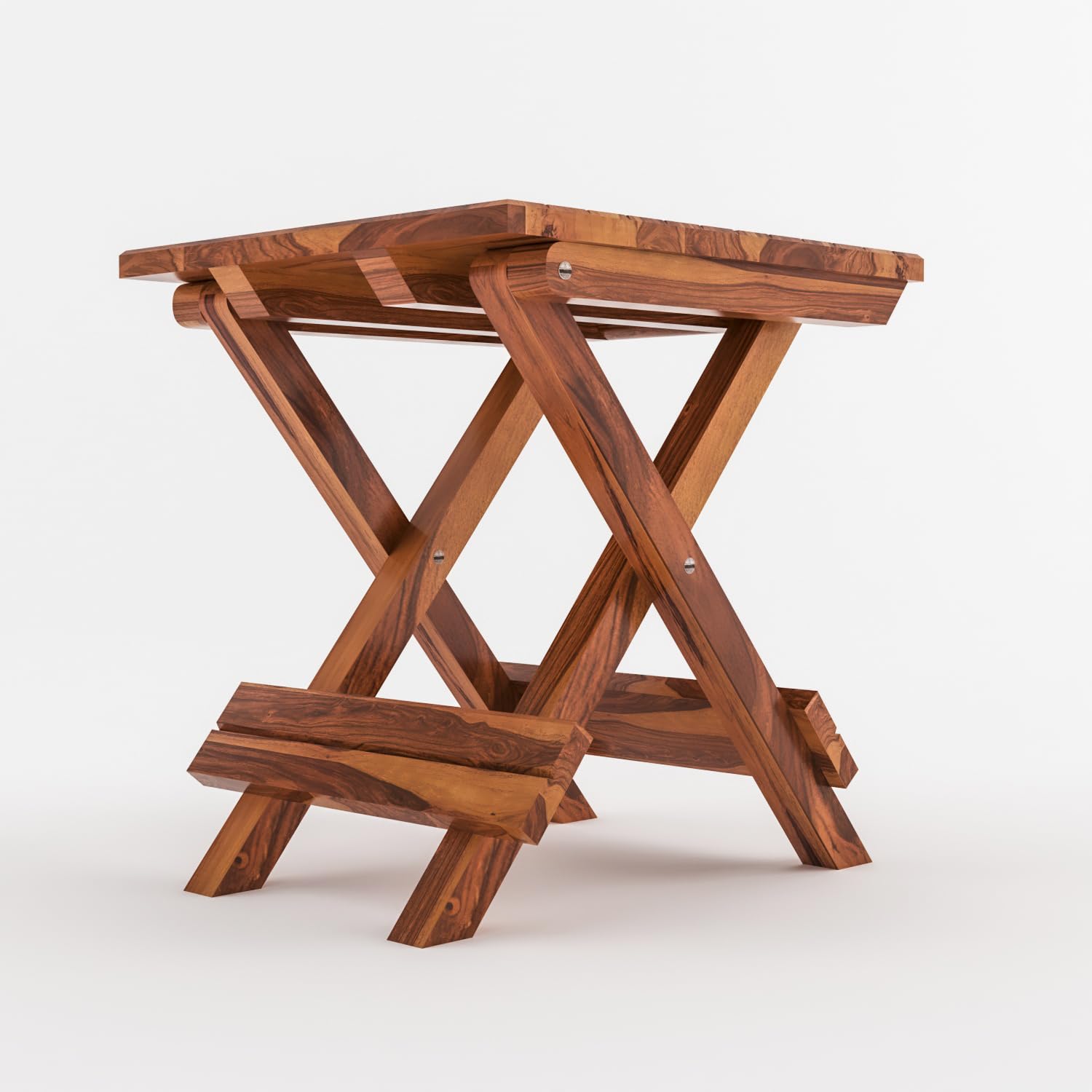 PANKAJ WOODEN ART Handmade Sheesham Wood Folding Square Shape Stool | Chair for Bedroom Living Room Hall Home Office for Garden Outdoor (Chair - 15 x 16 x 17 Inch) (Brown Color)-image-40