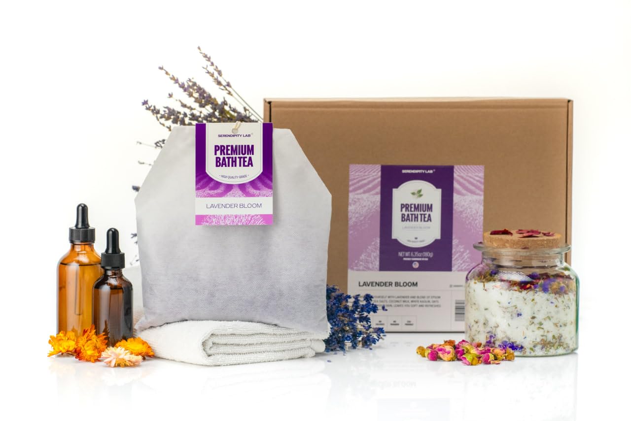 Lavender Bath Tea Soak • Epsom Salt Foot Soak Oversized 6.35oz Herbal Sachet - Relaxing Bath Salt with Chamomile, Oatmeal &amp; Coconut Milk Relaxation Handmade Gift • Spa