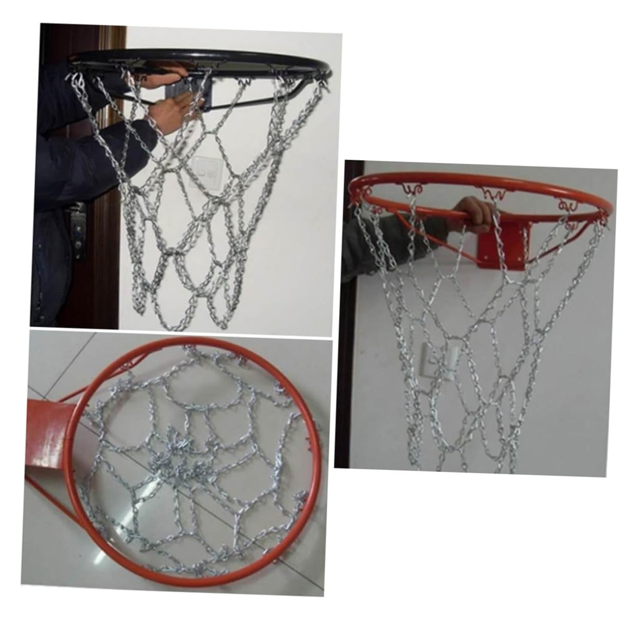 2 Stück Basketball Kettennetz aus Eisenkette für Standardkörbe