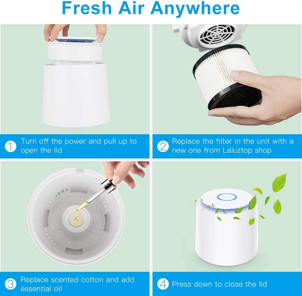 Purificatore d'aria con H13 Filtro HEPA, SY-702 Purificatore 100% Senza Ozono + Diffusore di Aromi Filtrazione 99,97% Polvere, Batteri, Fumo, Polline, Peli di Animali Domestici, Odore di Cucina