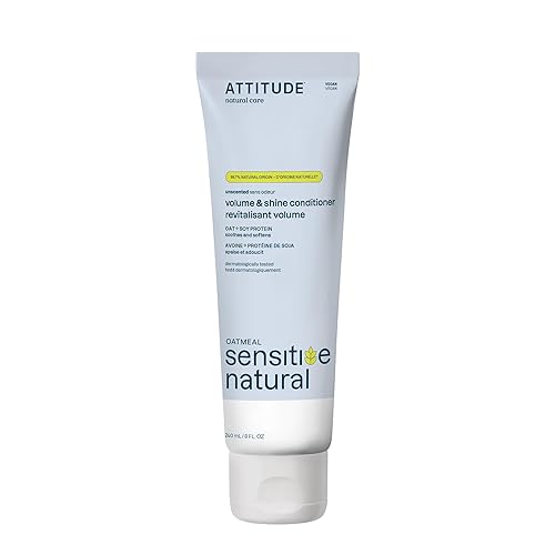 ATTITUDE Acondicionador de cabello sin perfume para pieles sensibles, extra suave y voluminizante, ingredientes a base de plantas y minerales, avena ATTITUDE Acondicionador de cabello sin perfume para pieles sensibles, extra suave y voluminizante, ingredientes a base de plantas y minerales, avena