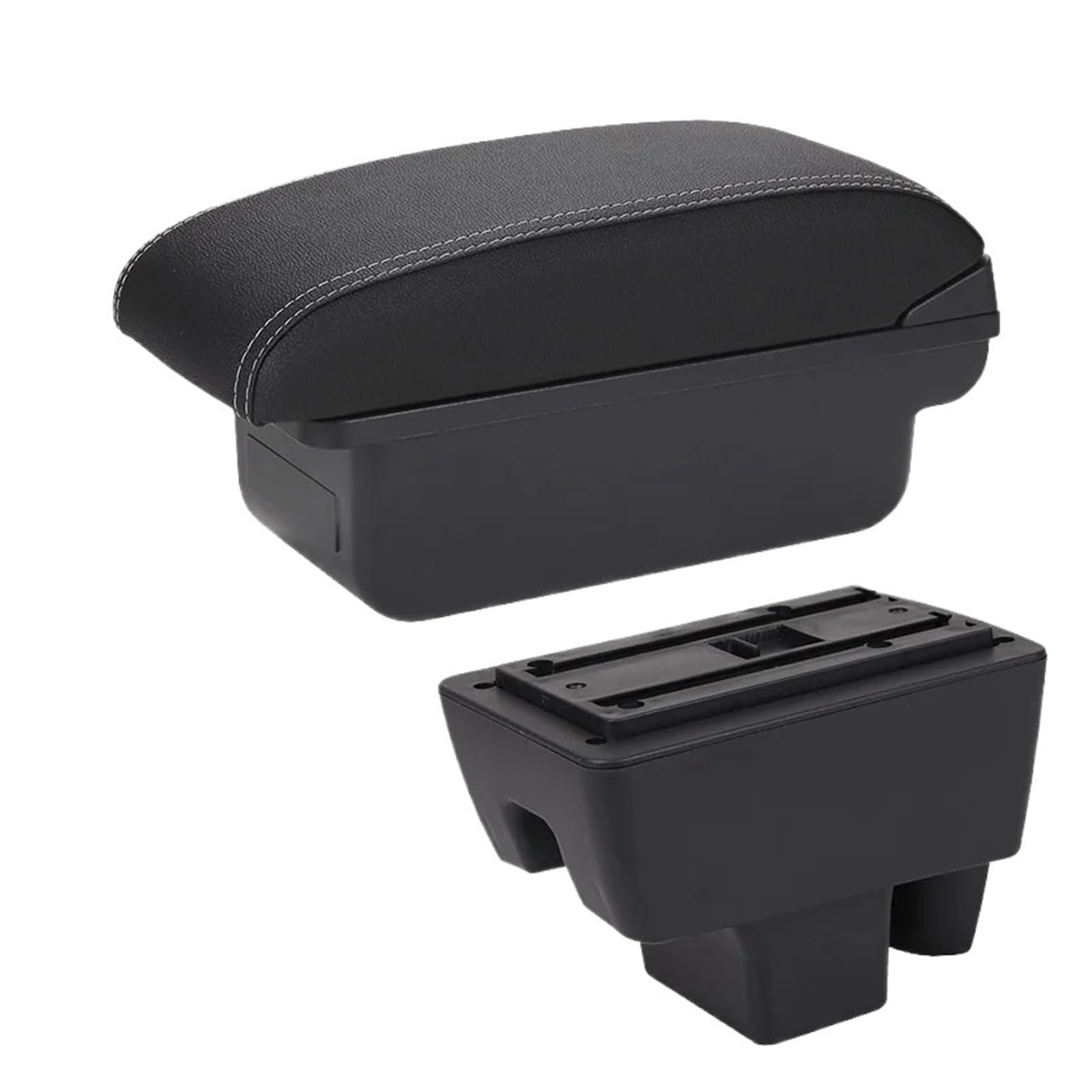 Umdjju C3 Black White Nousb For Vw For Polo Car Armrest Box Retrofit Accessories Interior Details Storage Car Centre Console Armrest Box(C3 Black White Nousb)
