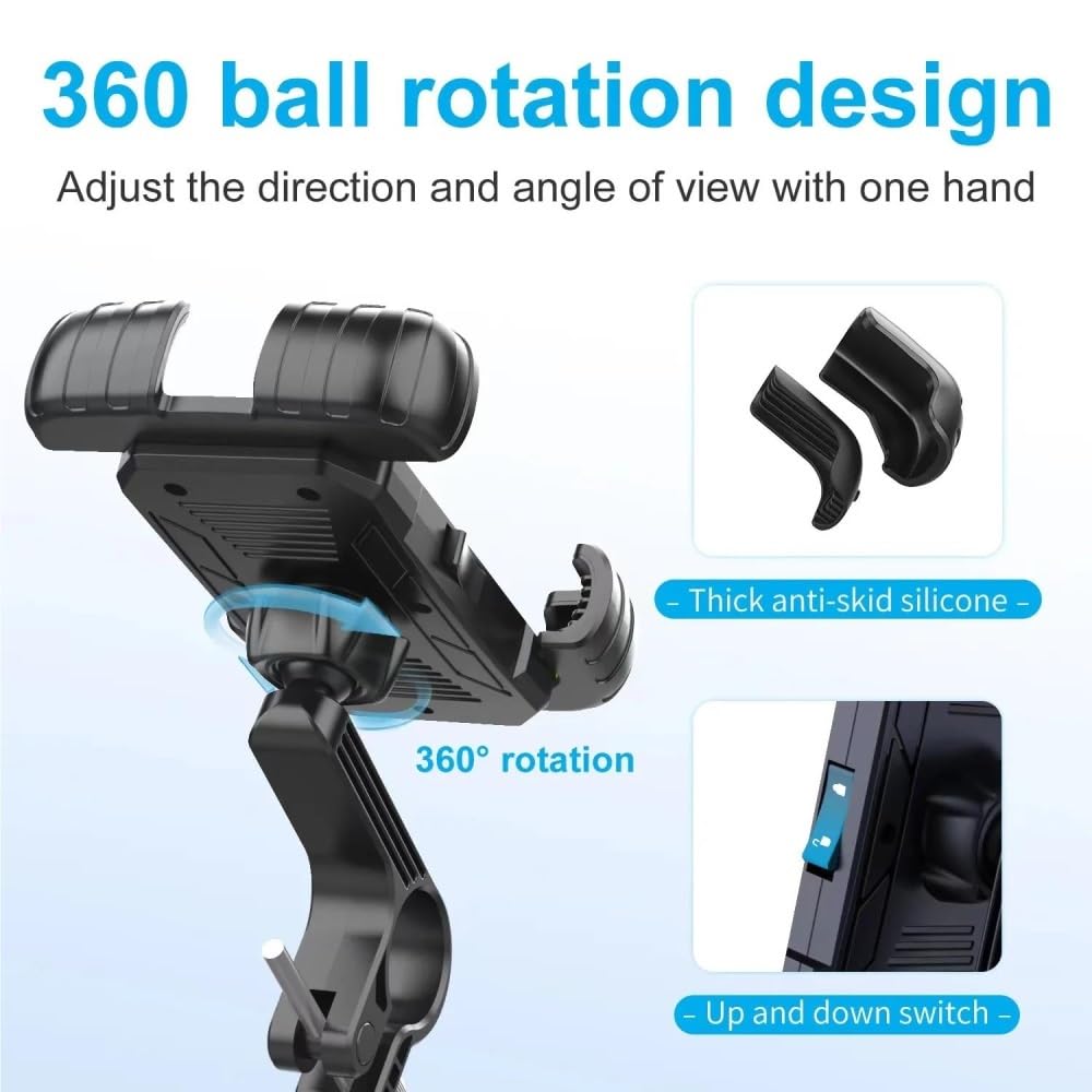 Supporto Telefono Moto Bici 360° Antishock Con Clip GPS Per Smartphone 4.7-7 Pollici