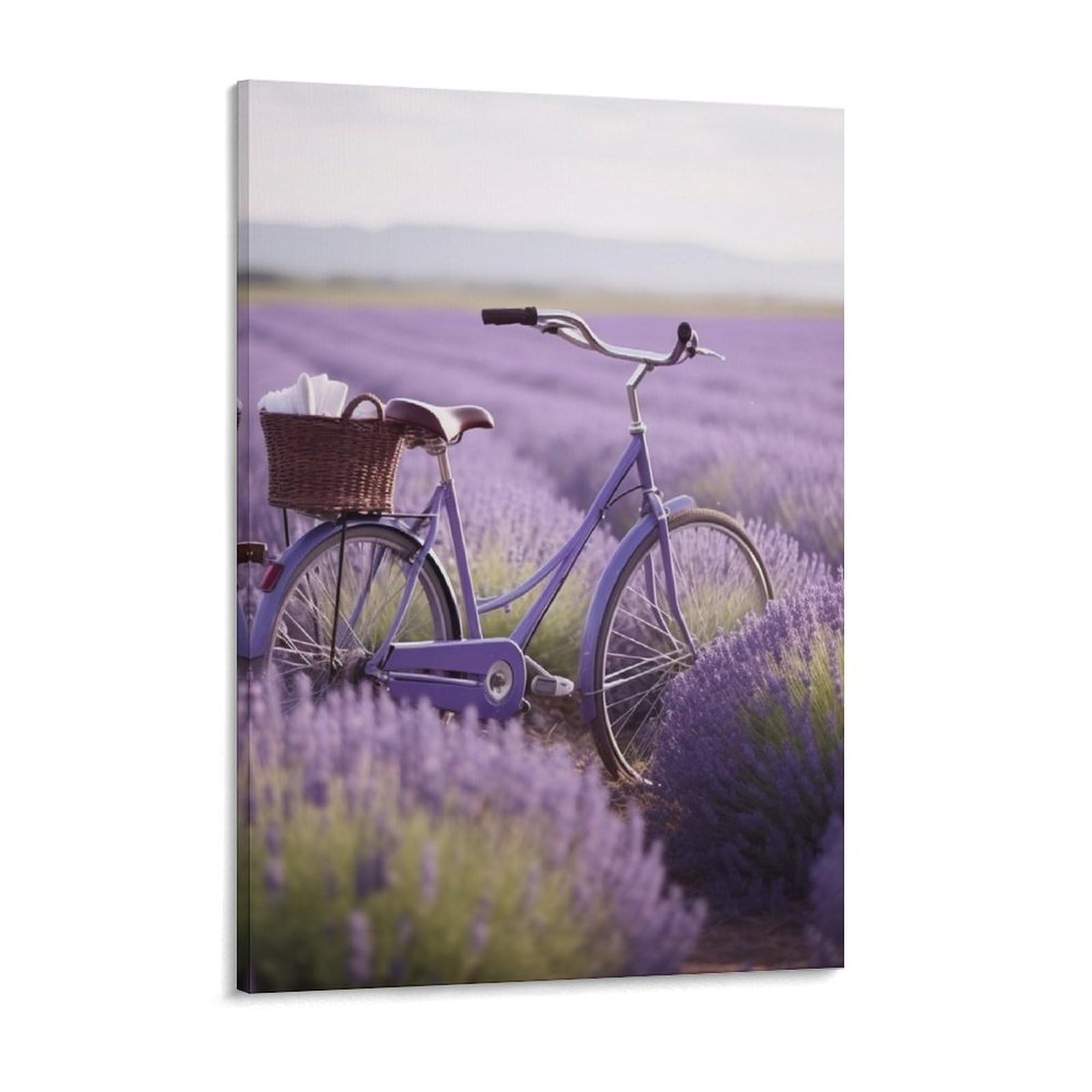 NTVOWPZO Lavender Field Bike Canvas Wall Art for Bedroom 12x16inch Canvas Prints Artwork for Walls Modern Picture Artwork Painting for Living Room Aesthetic Wall Paintings for Bathroom Kitchen Office