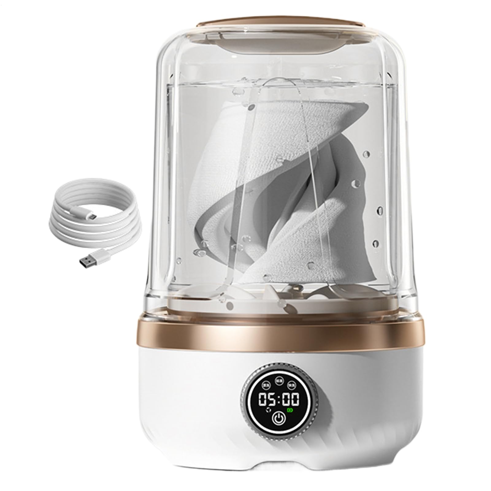 USB Clothing Washer - 2L Mini Laundry Machine with 3 Gear Settings | Portable Dorm Apartment Travel Washing Device, Panty Sock Towel Delicate Fabric Cleaner, Compact Home Camping - 2