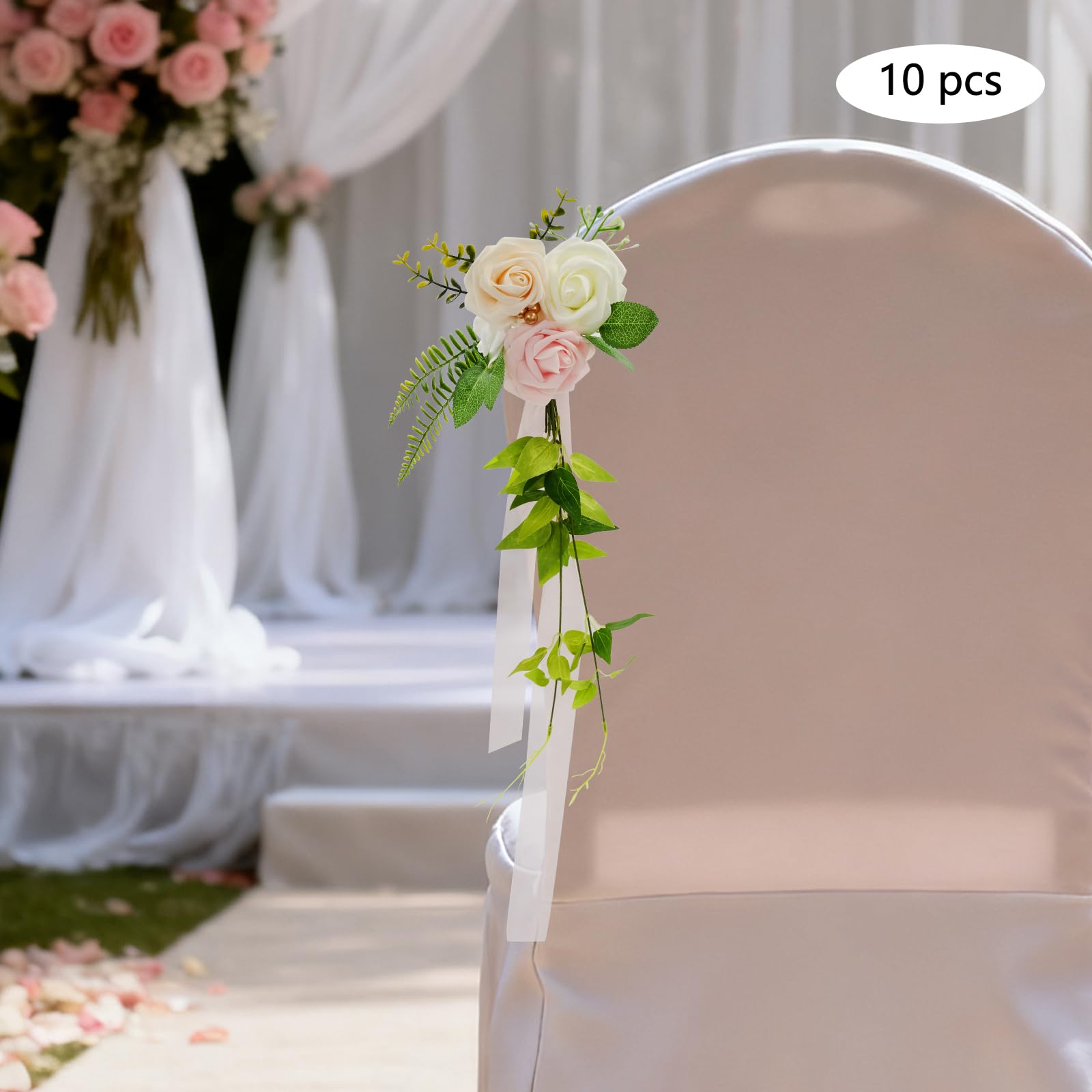 Hochzeit Stuhl Blumenschmuck Set 10 Stück Blumendekoration mit Kabelbindern