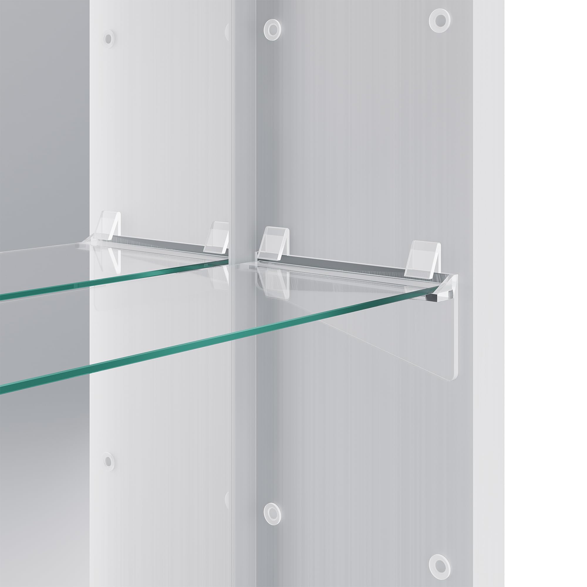 SONNI Szafka łazienkowa z lustrem LED z 3-krotnym powiększeniem i gniazdkiem 70 x 50 cm, aluminiowa szafka z lustrem z włącznikiem dotykowym, 3 kolory światła + defogging, IP44 wodoodporna