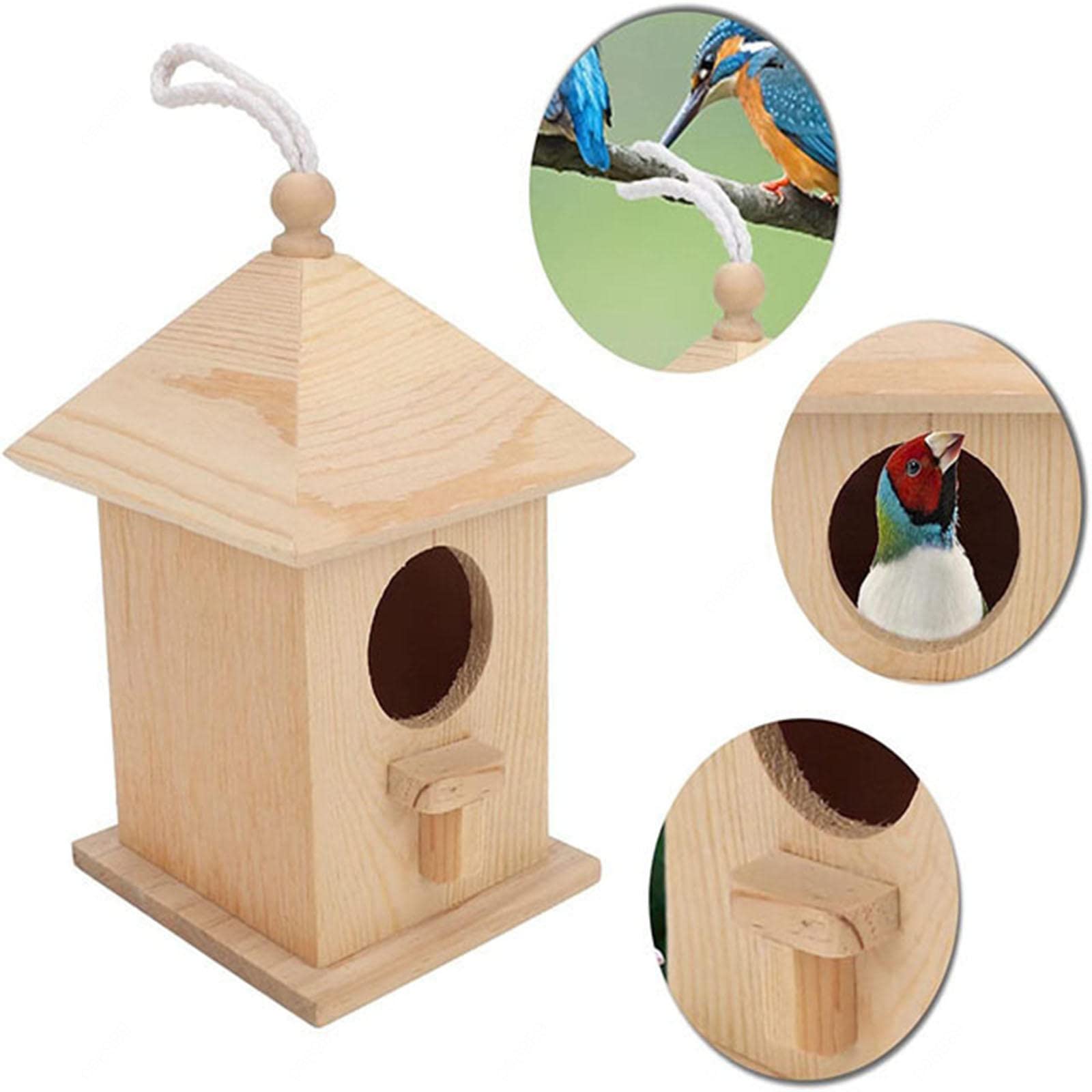 Scatola per Allevamento di pappagalli Nido per Uccelli da Appendere, Casa per nidi di Uccelli Domestici, Prodotti in Stock, Scatola per Allevamento in Legno Gabbia Accessori