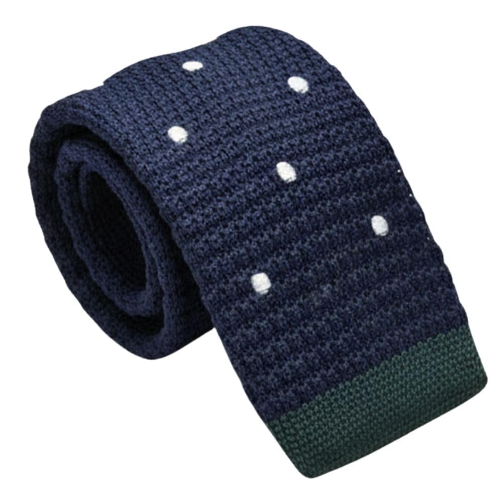 calixto Men’s Knitted Tie Navy Blue with White Dots – Slim Textured Knit Necktie with Contrast Tipping for Weddings, Business, Office & Casual Wear-picture-22