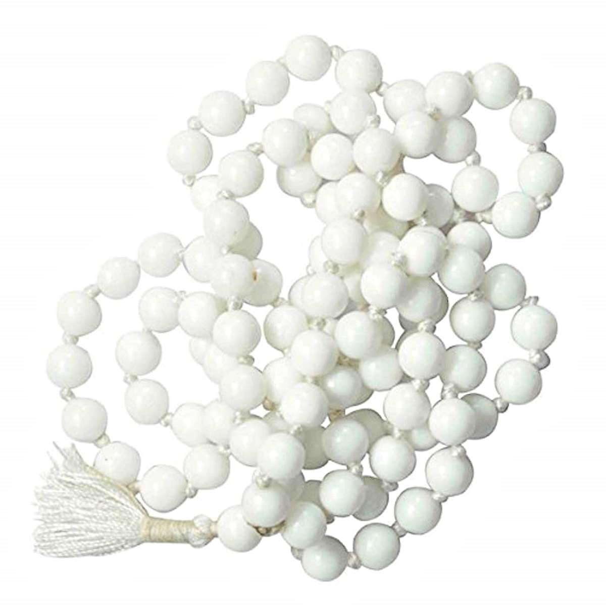 White Agate Mala Original Safed Hakik Necklace 108 +1 Beads Mankas Shukra (Venus) Mala For Men and Women-image-31
